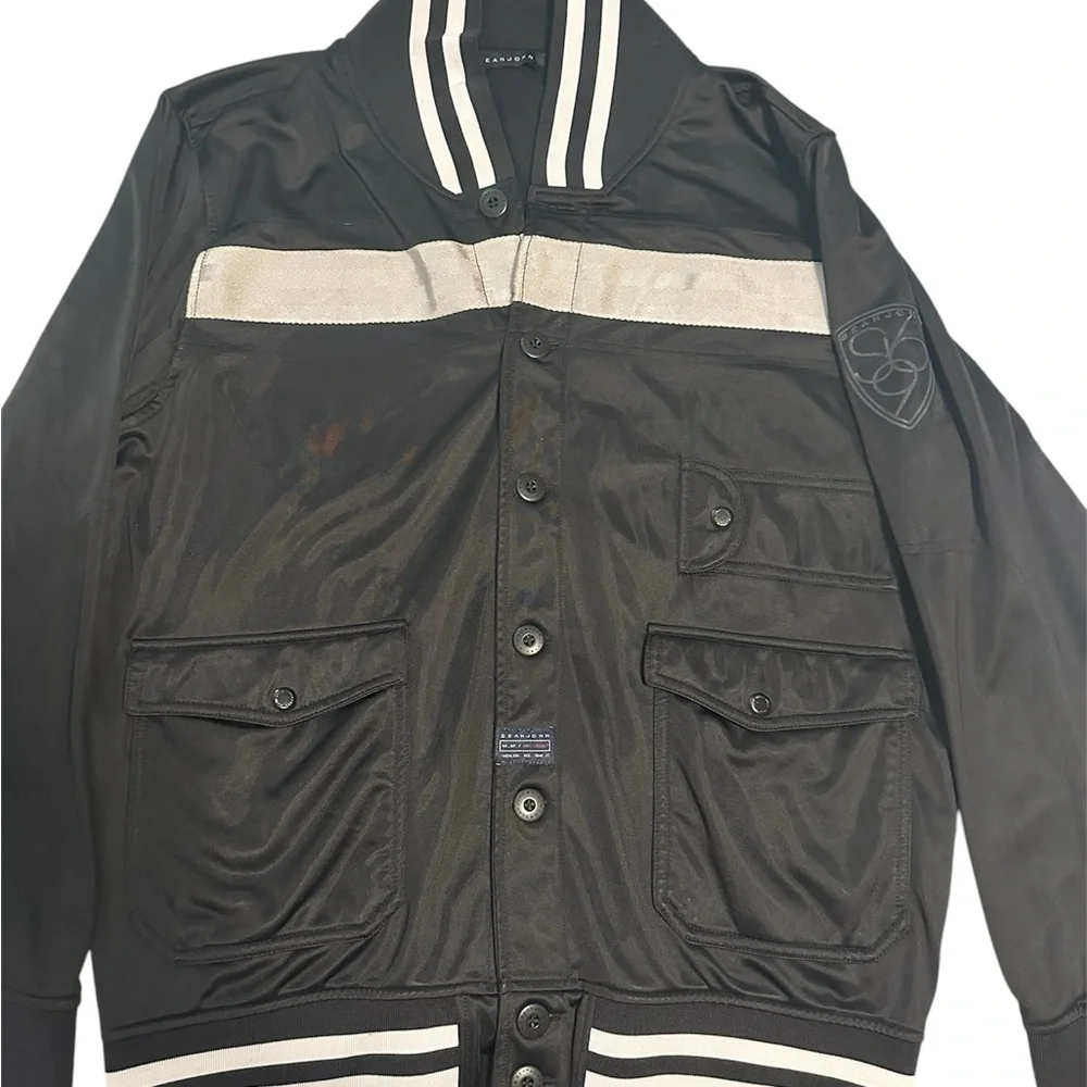 Sean John Vintage Y2K‎ Varsity Jacket Black & Grey sz XL